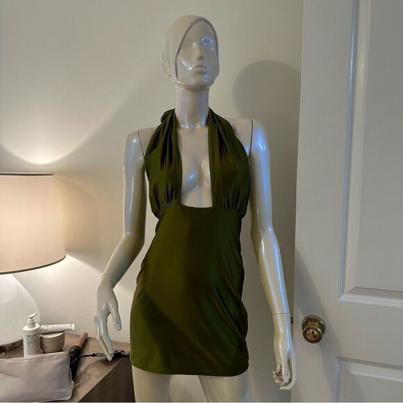 Bailey Rose Green Halter Backless Dress - Picture 3 of 7
